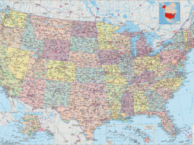 美国地图高清中文版单张，支持打印[pdf,10MB]阿里云网盘下载